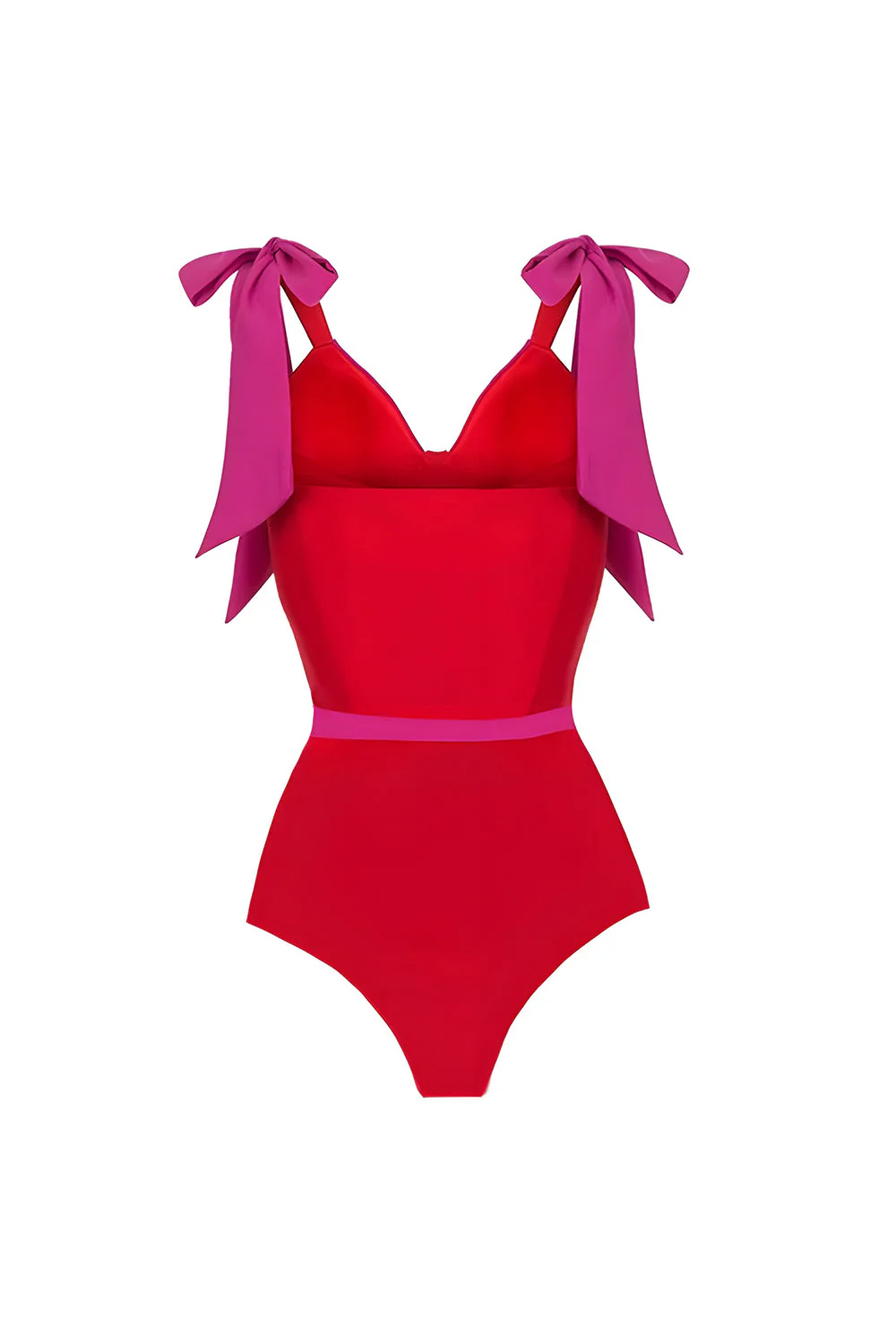 Red 2 Piece Spaghetti Straps Swimsuit with Beach Dress - Image 3