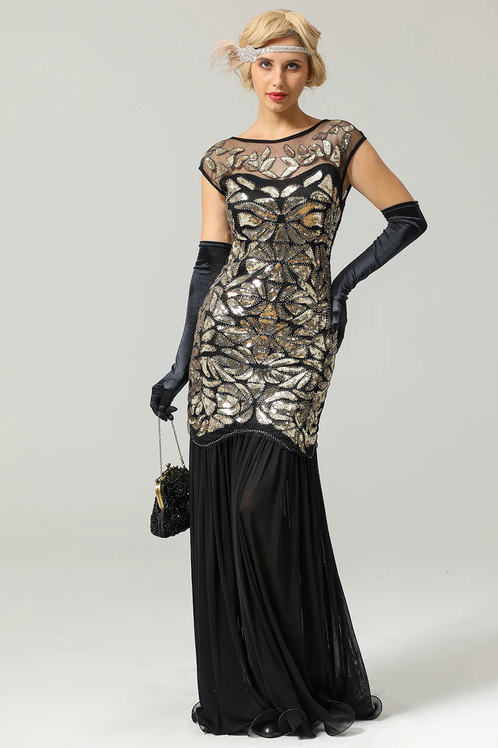 Red and Black 1920s Sequined Flapper Dress - Image 5
