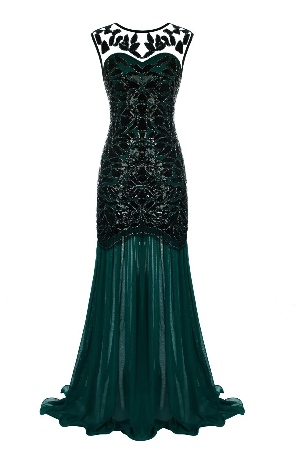 Red and Black 1920s Sequined Flapper Dress - Image 9