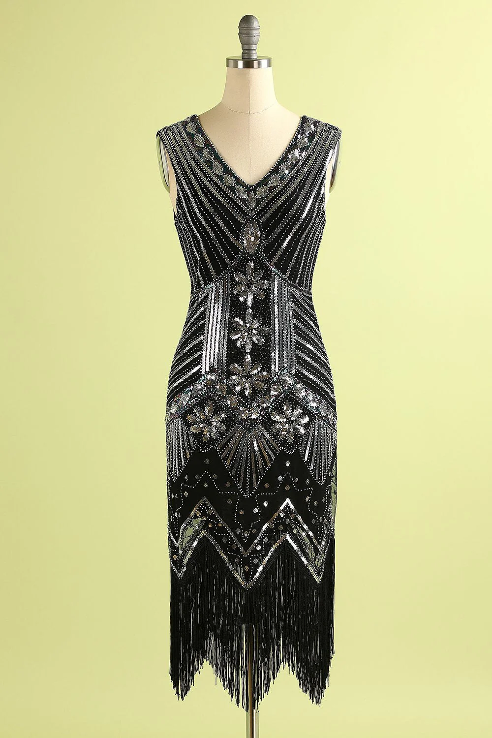 Red & Black Glitter Fringe 1920s Flapper Dress - Image 7