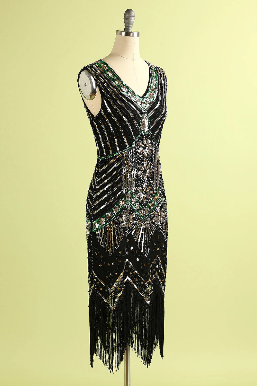 Red & Black Glitter Fringe 1920s Flapper Dress - Image 8