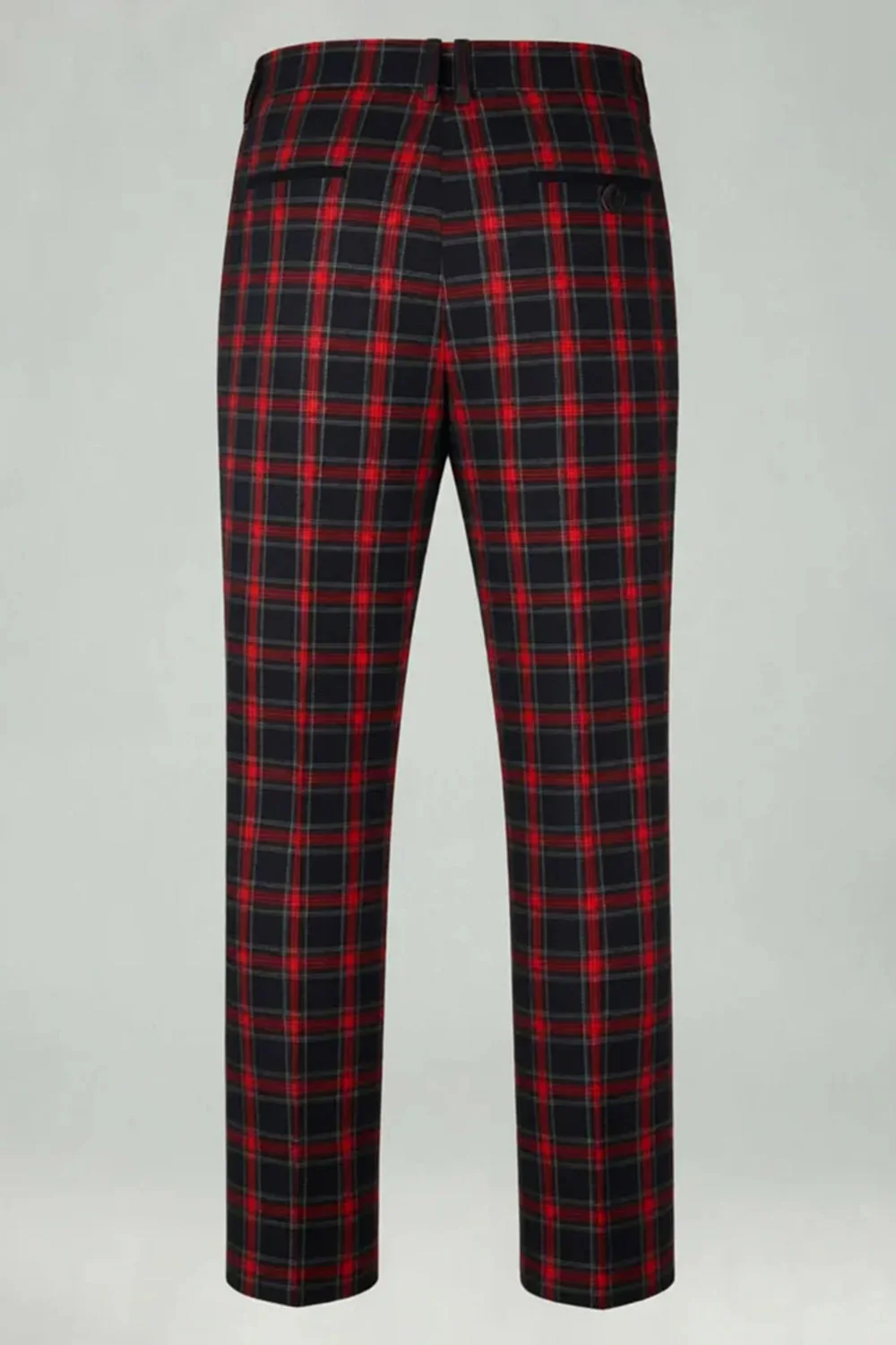 Red Black Grid 2 Piece Notched Lapel Men's Prom Suits - Image 7