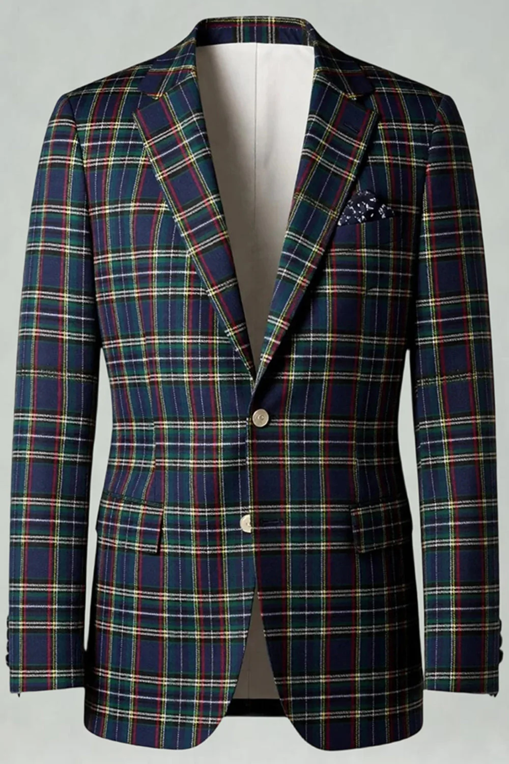 Red Black Plaid Notched Lapel 2 Piece Men's Prom Suits - Image 12