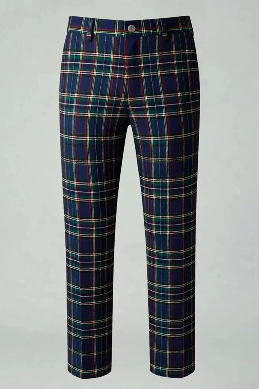 Red Black Plaid Notched Lapel 2 Piece Men's Prom Suits - Image 14