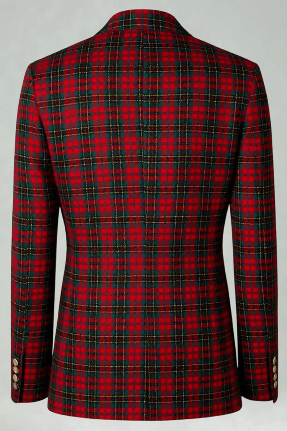 Red Black Plaid Notched Lapel 2 Piece Men's Prom Suits - Image 22