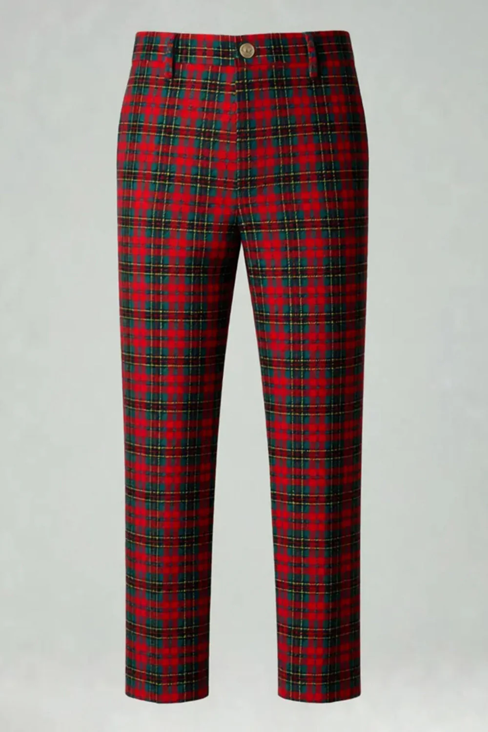 Red Black Plaid Notched Lapel 2 Piece Men's Prom Suits - Image 23