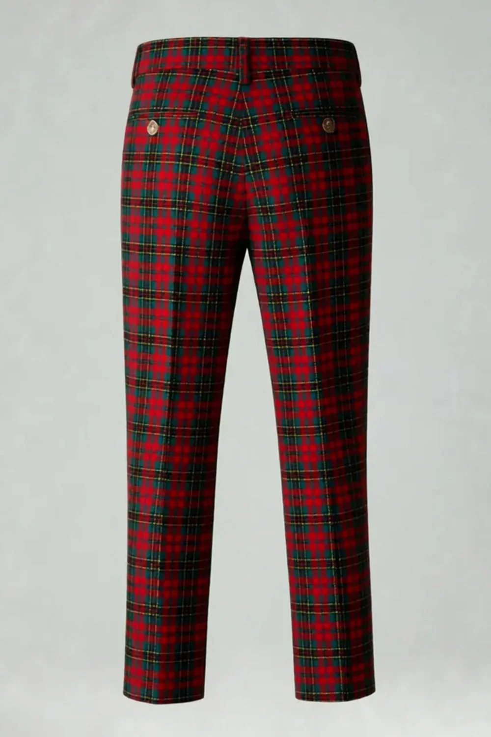 Red Black Plaid Notched Lapel 2 Piece Men's Prom Suits - Image 24