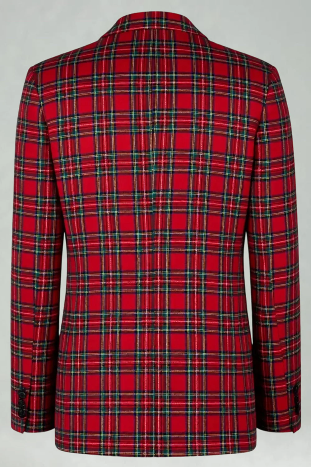Red Black Plaid Notched Lapel 2 Piece Men's Prom Suits - Image 31
