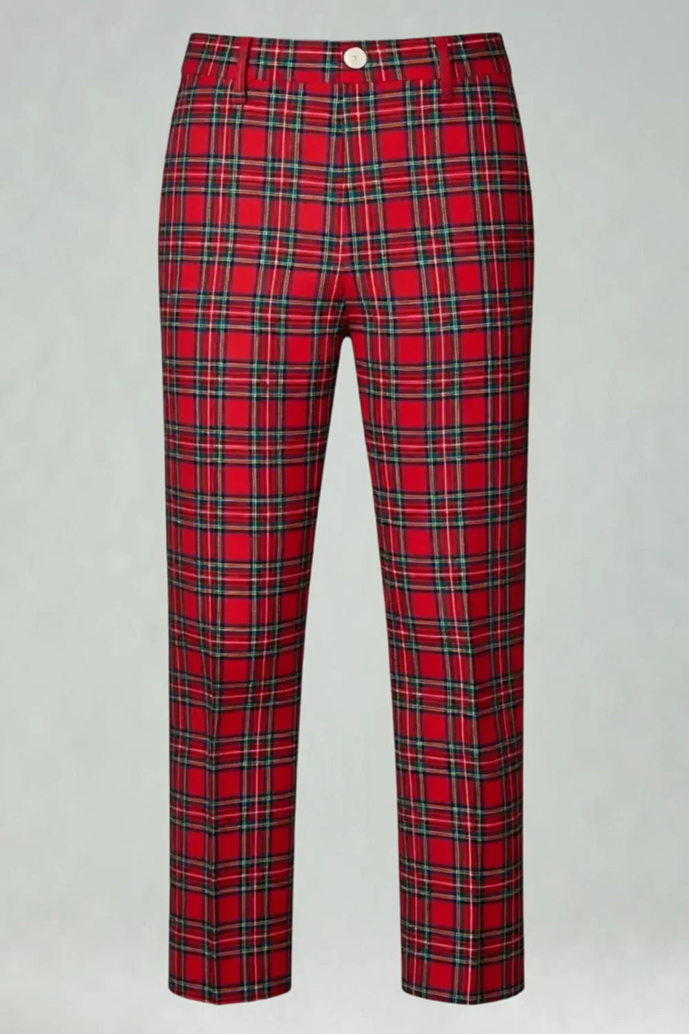 Red Black Plaid Notched Lapel 2 Piece Men's Prom Suits - Image 32