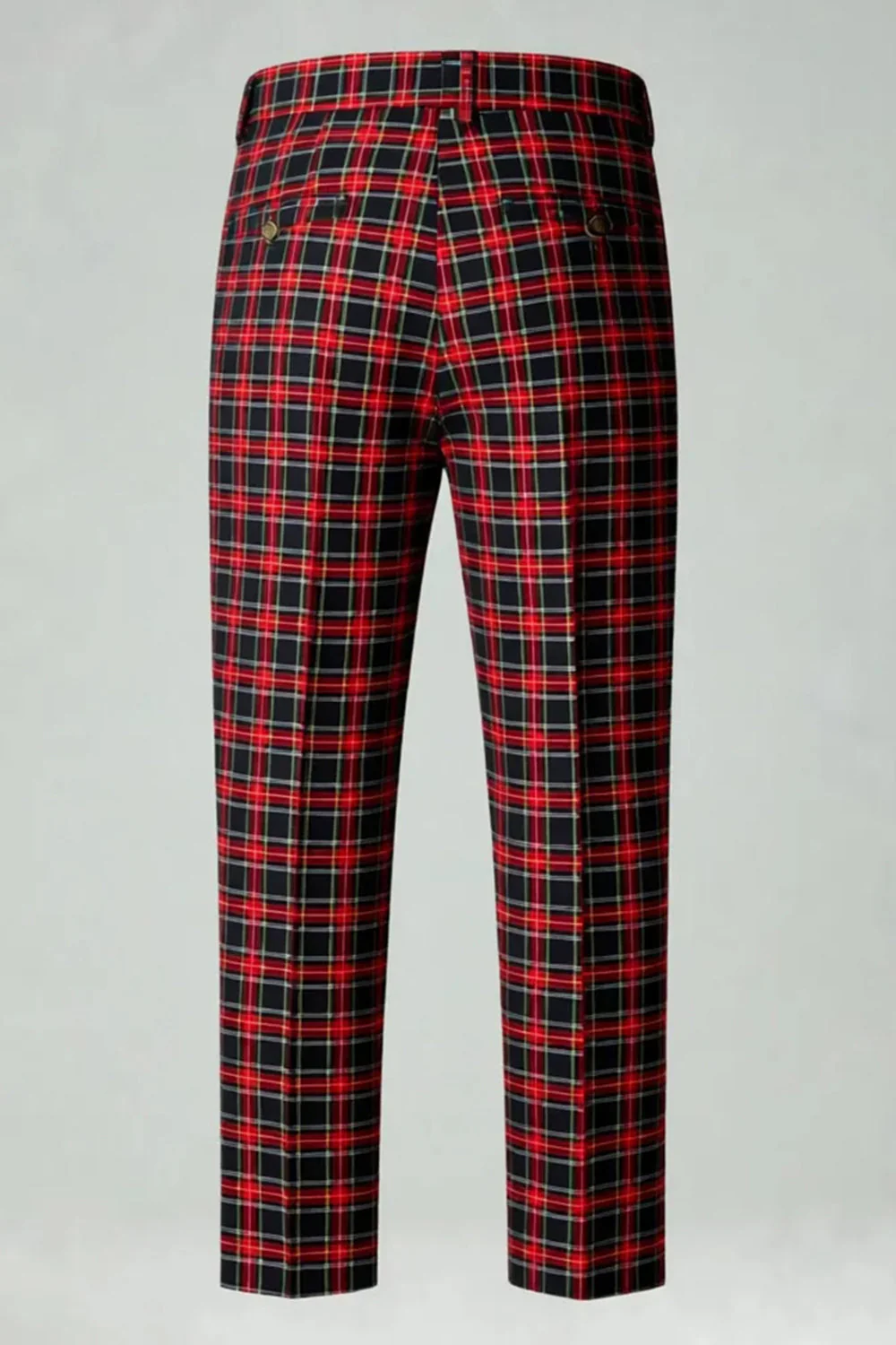 Red Black Plaid Notched Lapel 2 Piece Men's Prom Suits - Image 7