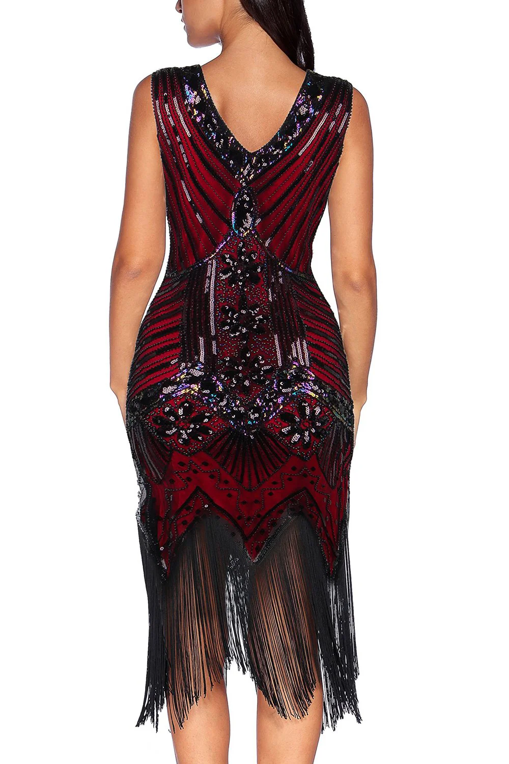 Red Glitter Fringe 1920s Flapper Dress - Image 6