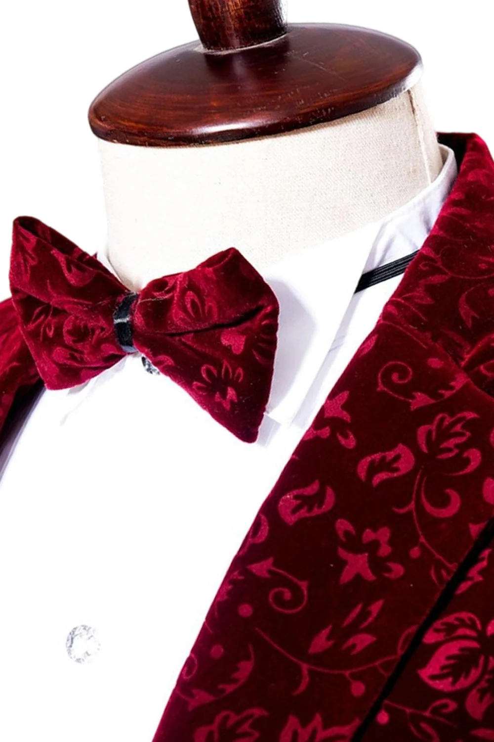 Red Notched Lapel Slim Fit One Button Men's Prom Blazer - Image 4