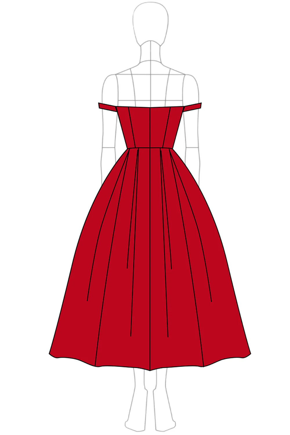 Red Off The Shoulder A Line Formal Dress - Image 3