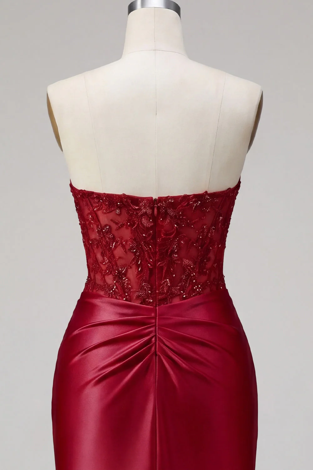 Red Bodycon Sweetheart Beaded Corset Cocktail Dress - Image 8