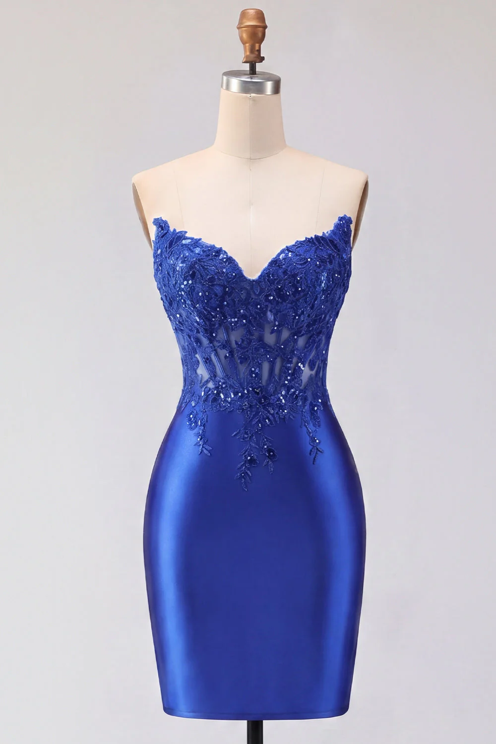 Red Bodycon Sweetheart Beaded Corset Cocktail Dress - Image 9