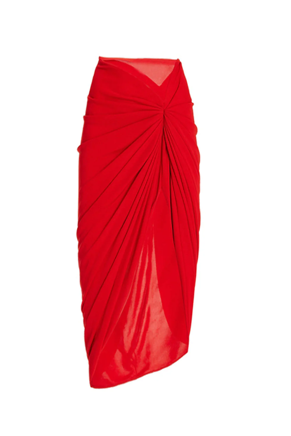 Red Strapless 2 Piece Ruched Swimsuit with Cover Up - Image 3