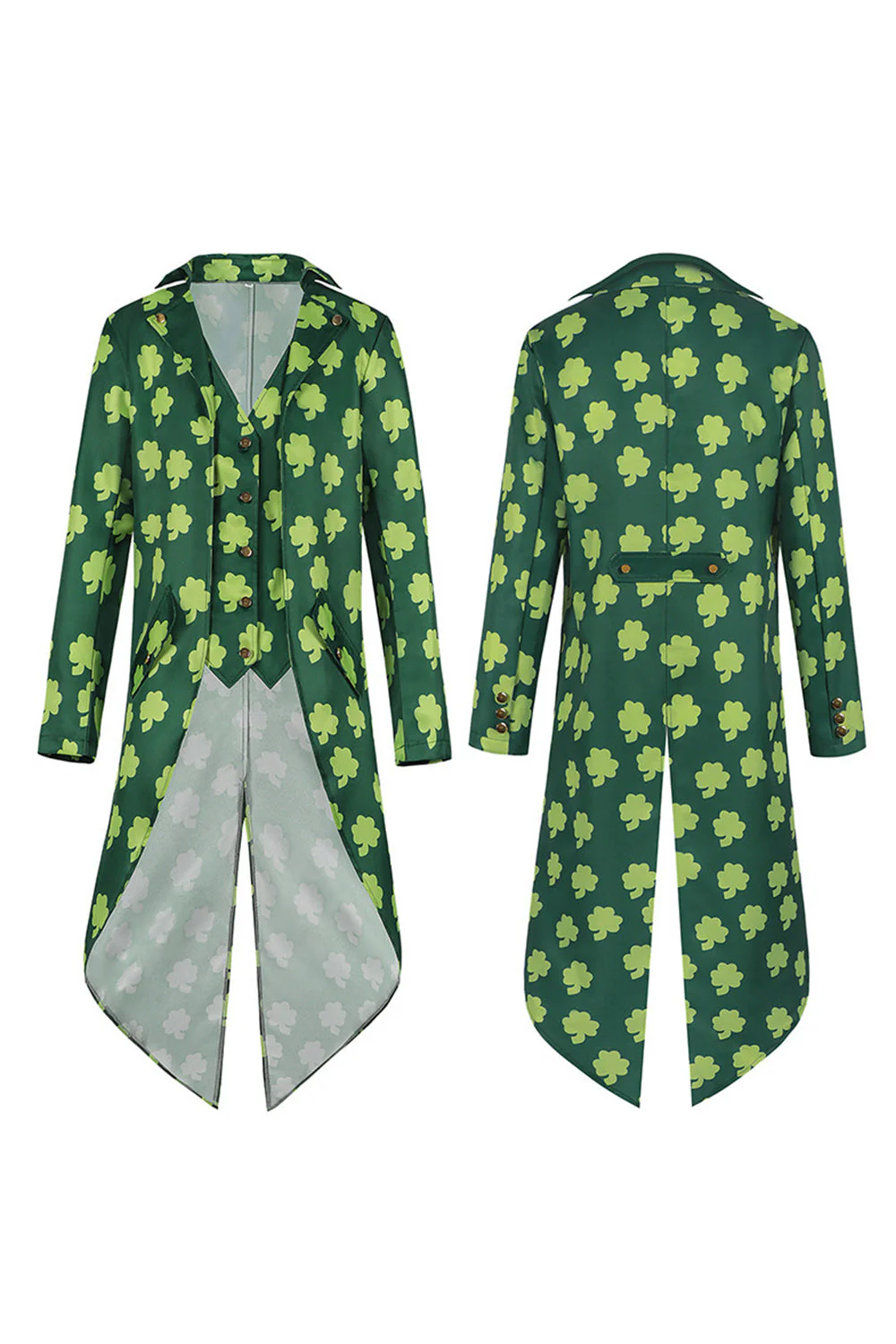 Retro Green Shamrock Slim Fit Tuxedo Jacket with Hat - Image 2