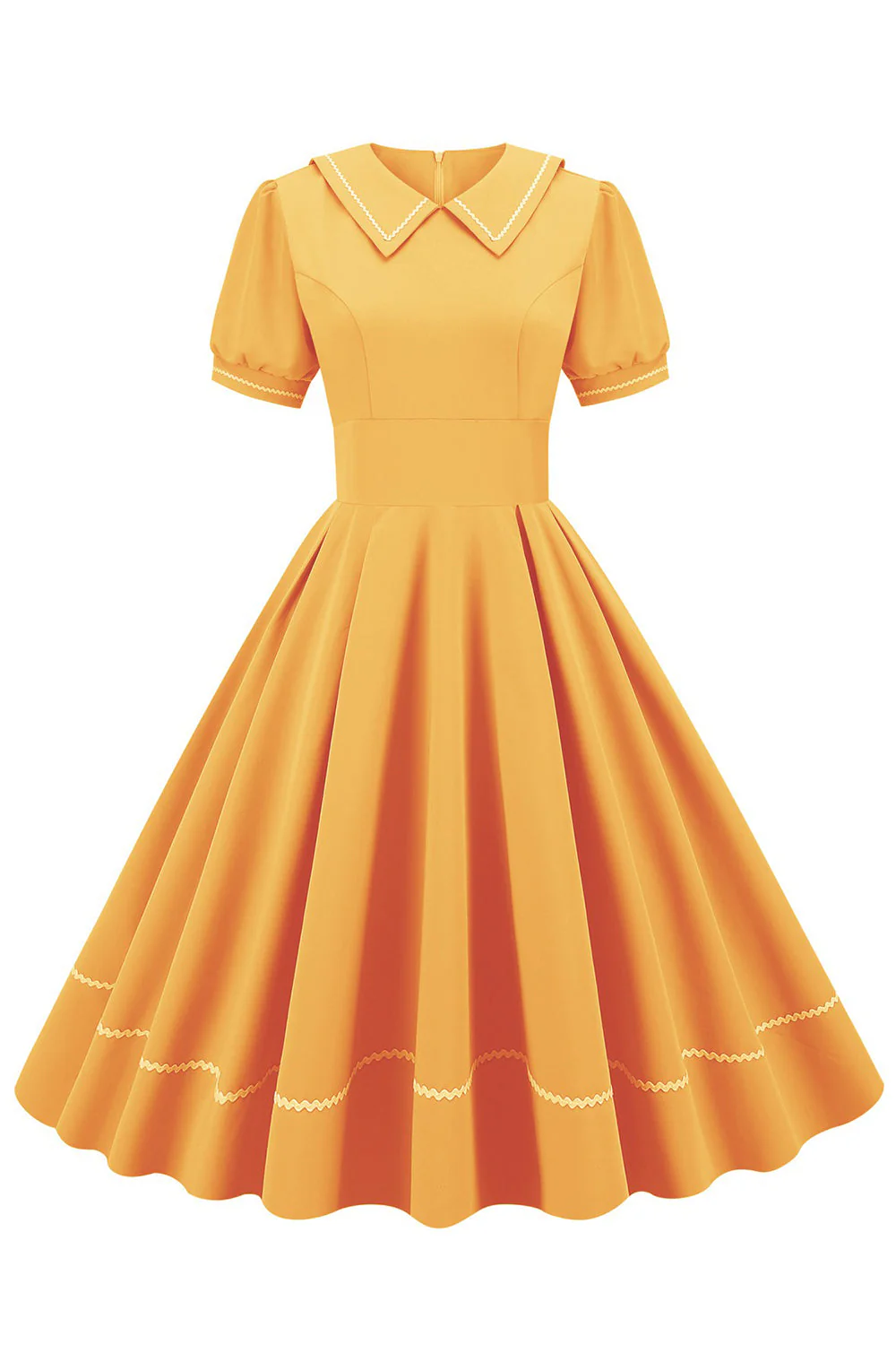Retro Style Blue 1950s Dress with Short Sleeves - Image 6