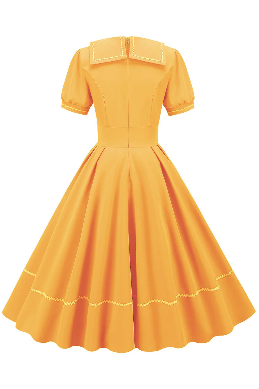 Retro Style Blue 1950s Dress with Short Sleeves - Image 7