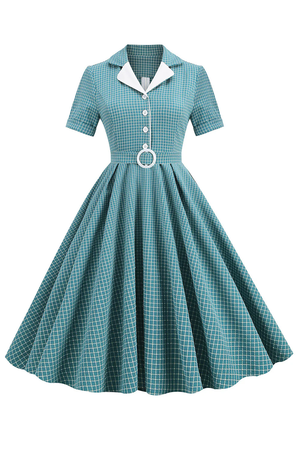 Retro Style Red Plaid 1950s Dress - Image 4