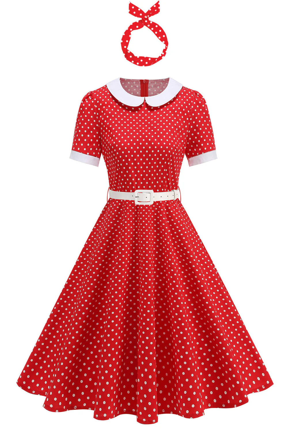 Round Neck Polka Dots Black A Line 1950s Dress - Image 10