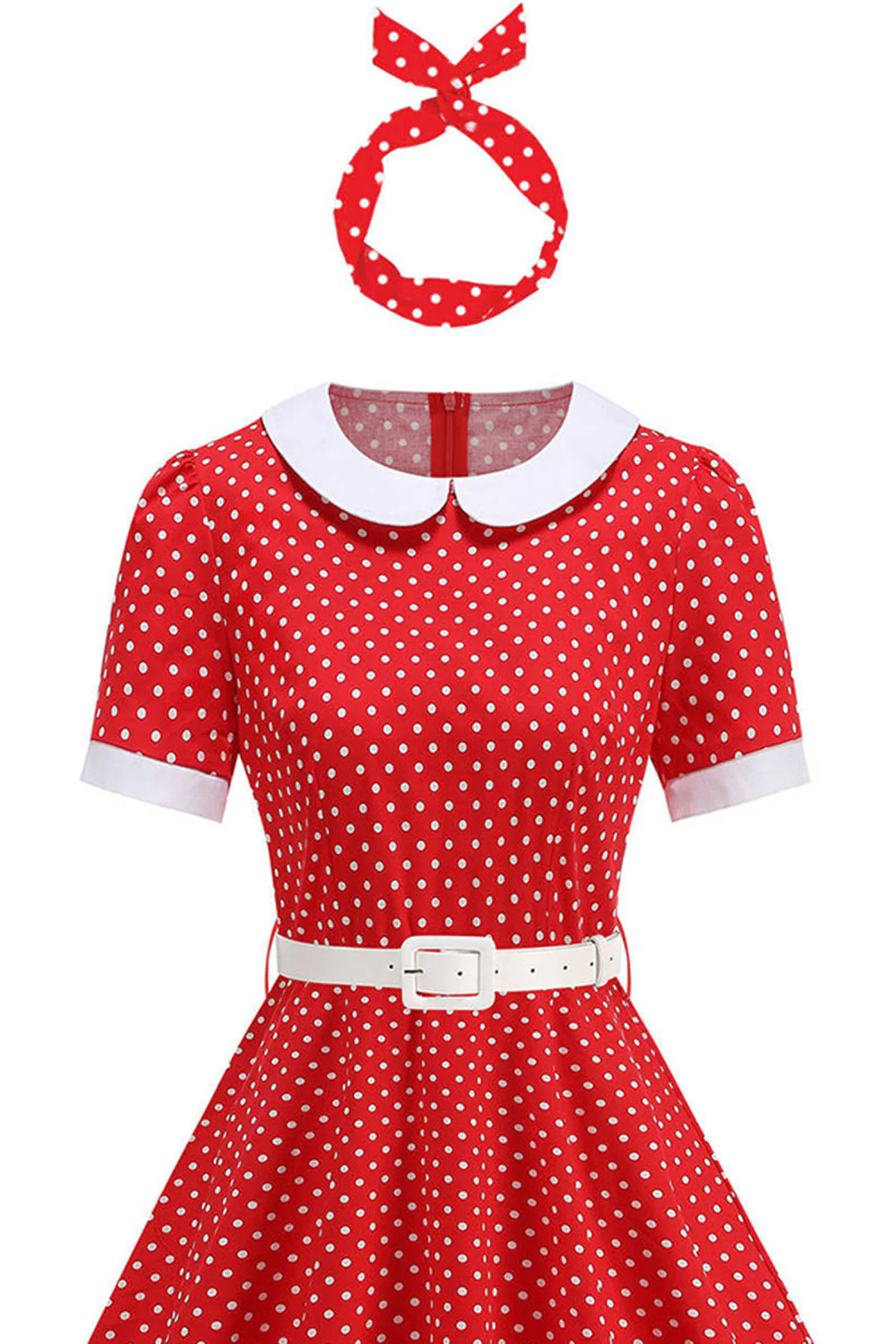 Round Neck Polka Dots Black A Line 1950s Dress - Image 11
