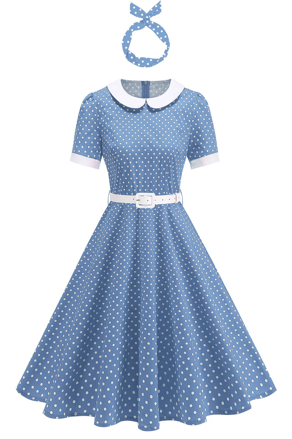Round Neck Polka Dots Black A Line 1950s Dress - Image 12