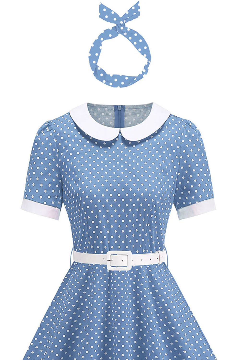 Round Neck Polka Dots Black A Line 1950s Dress - Image 13