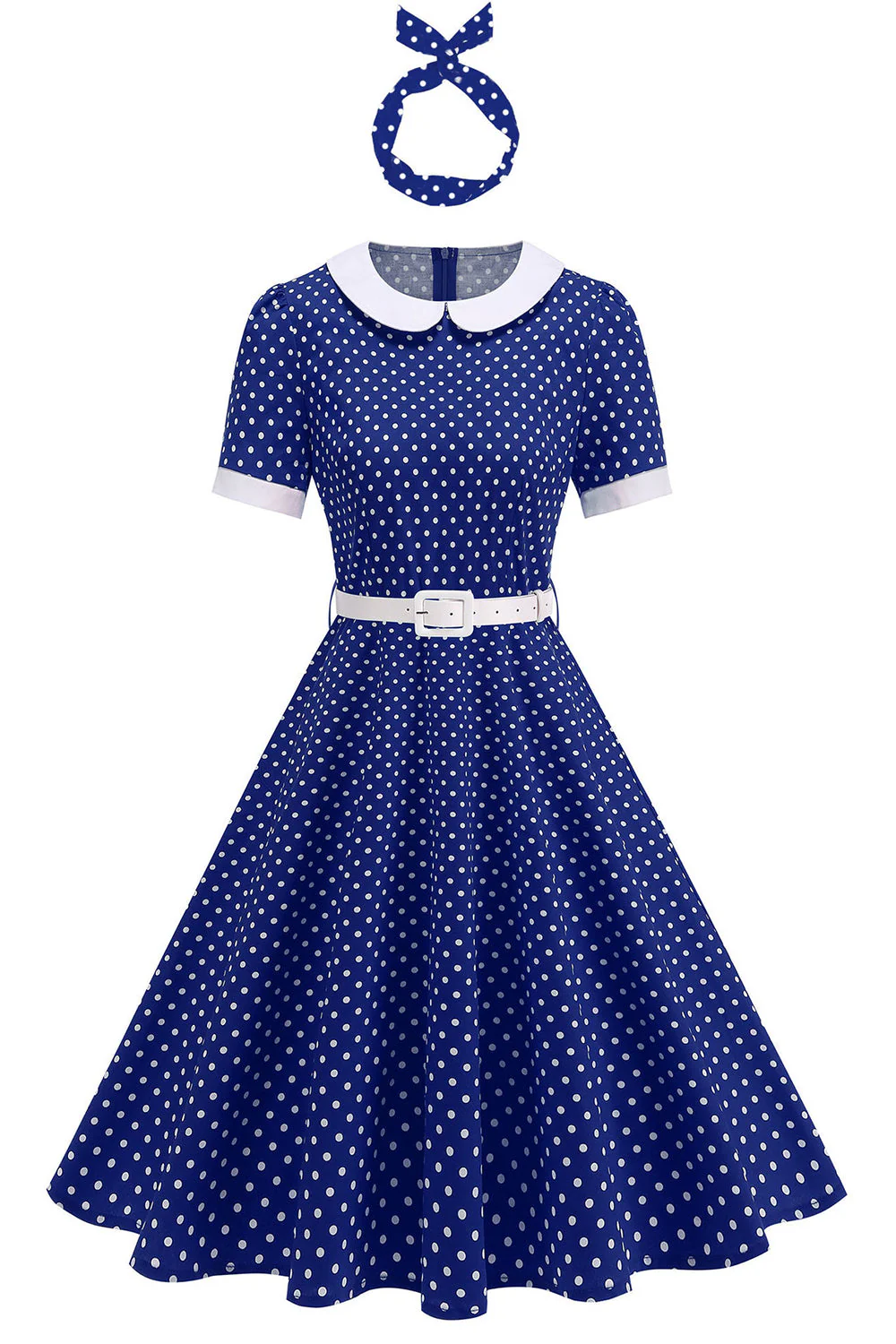 Round Neck Polka Dots Black A Line 1950s Dress - Image 3