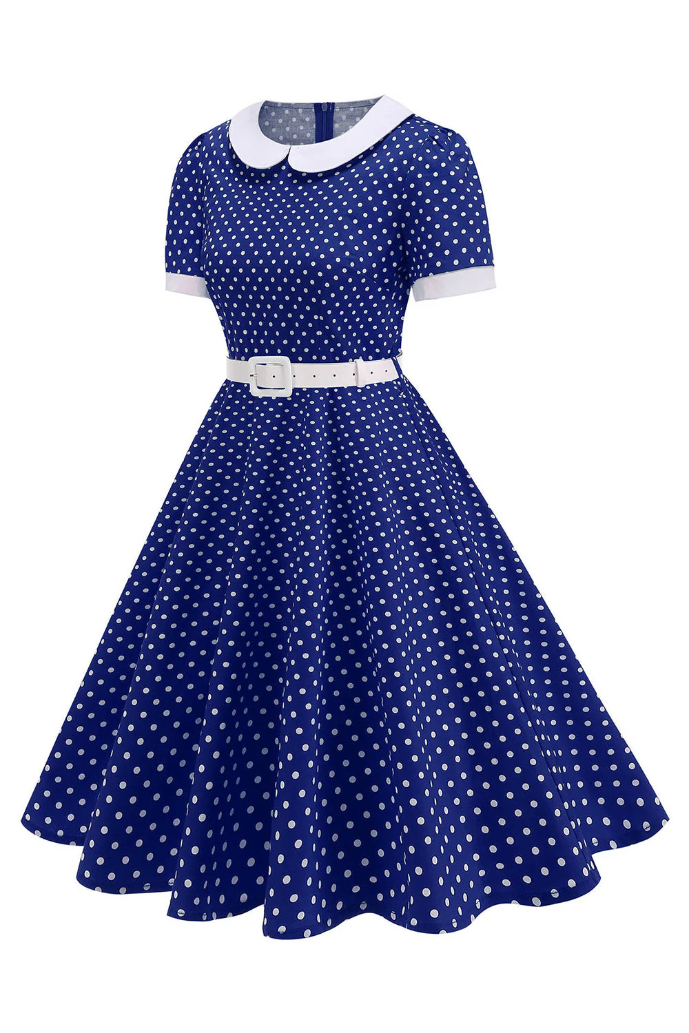 Round Neck Polka Dots Black A Line 1950s Dress - Image 5