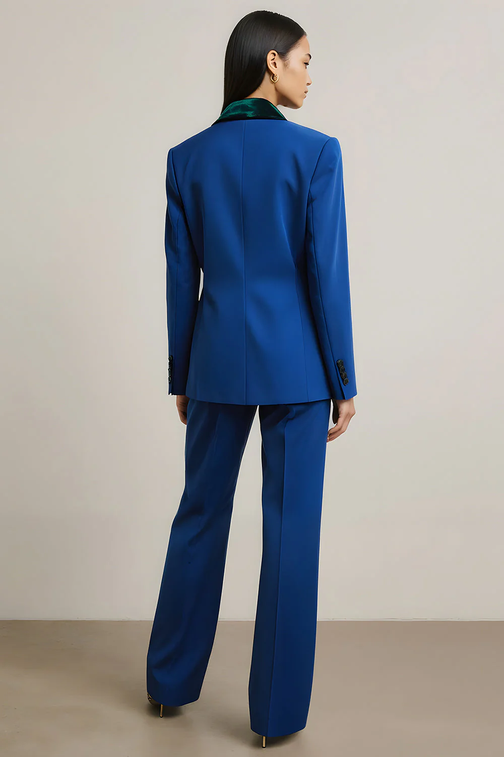 Royal Blue 2 Piece Peak Lapel One Button Business Suits - Image 2