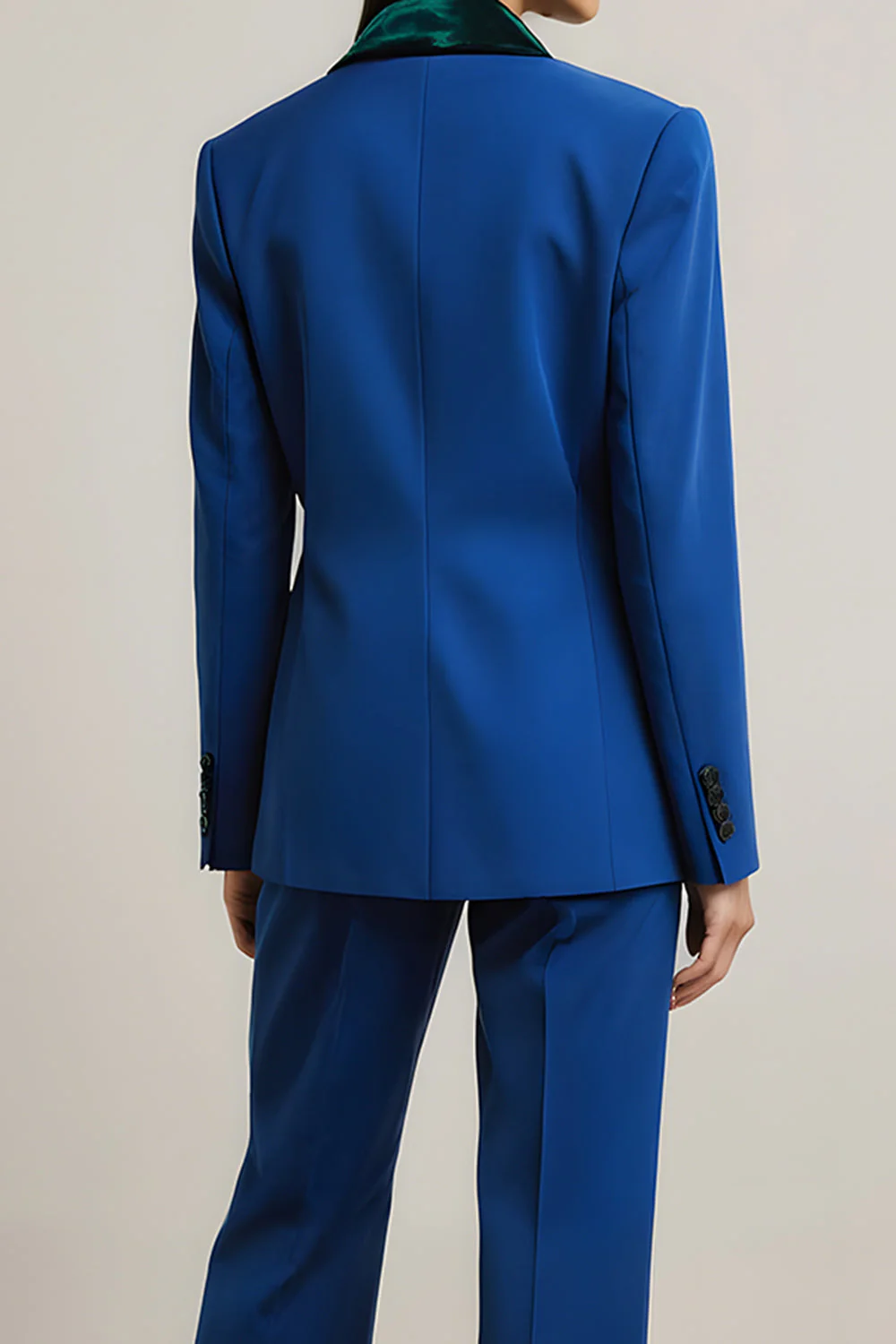 Royal Blue 2 Piece Peak Lapel One Button Business Suits - Image 4
