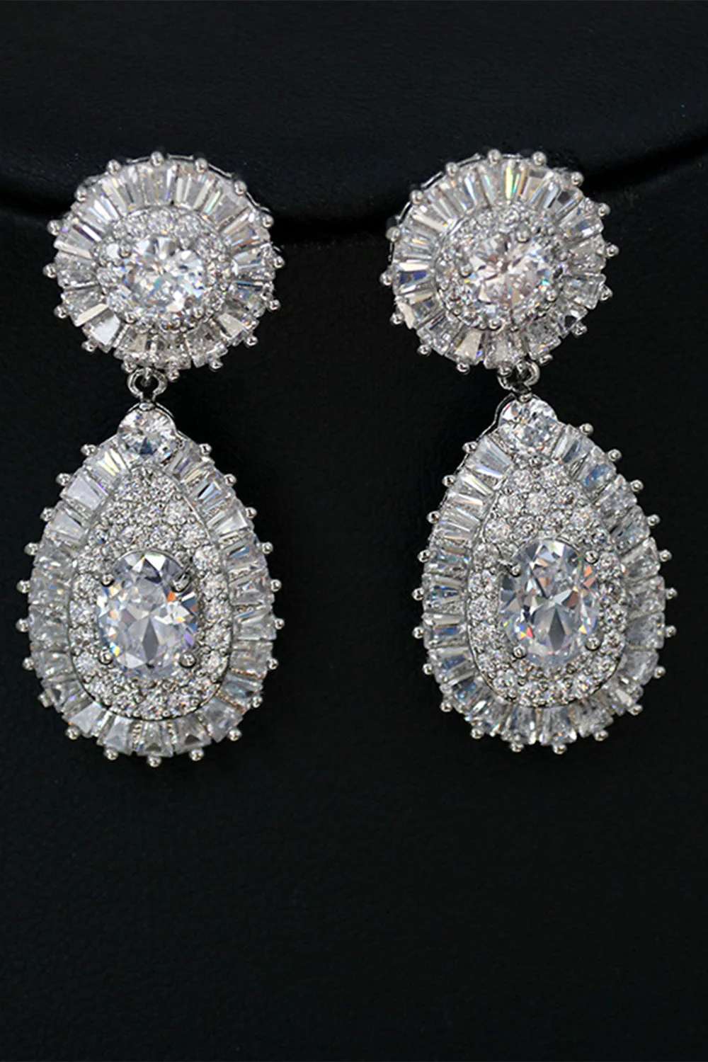 Royal Blue Crystal Necklace Earring Jewelry Set - Image 7