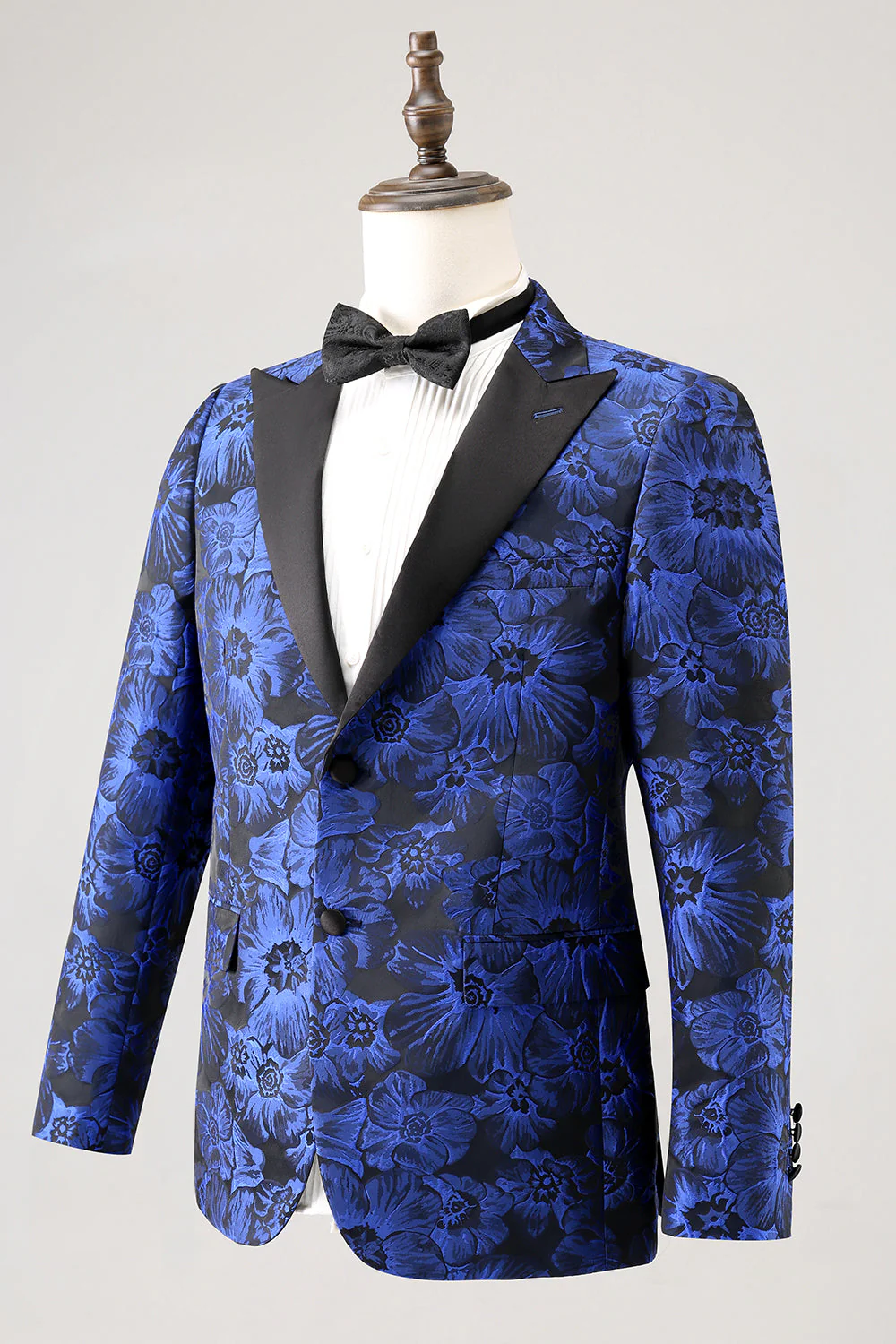 Royal Blue Jacquard Peak Lapel 2 Piece Men's Prom Suits - Image 4