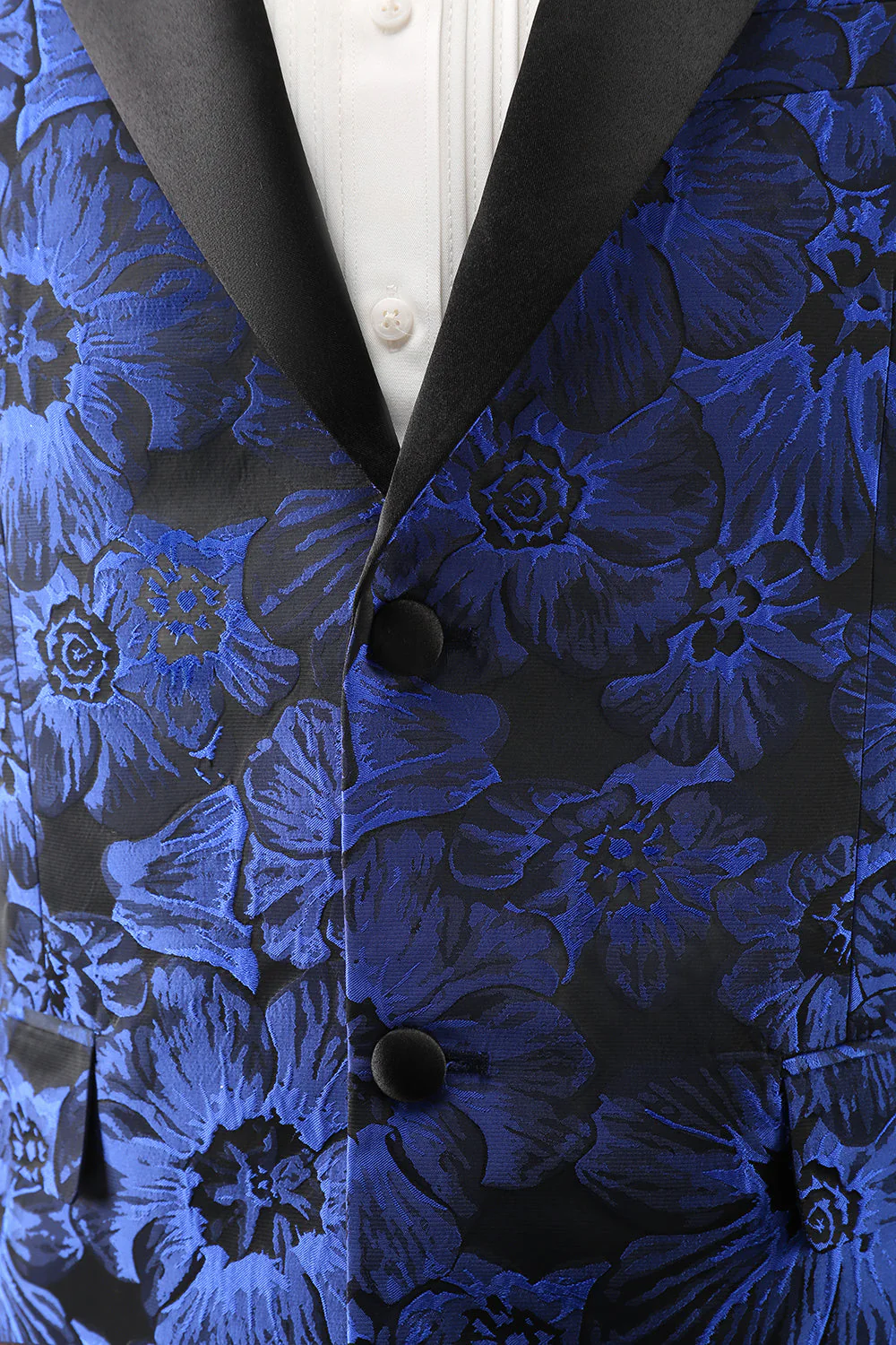 Royal Blue Jacquard Peak Lapel 2 Piece Men's Prom Suits - Image 6