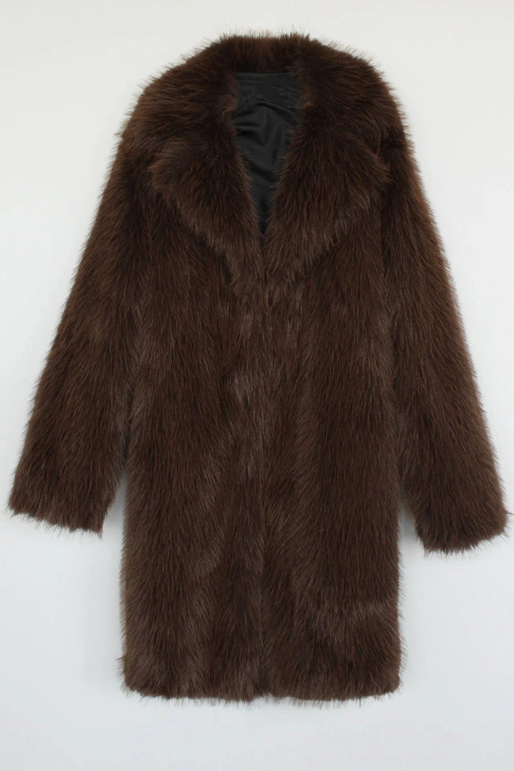 Royal Blue Notched lapel Solid Faux Fur Women Coat - Image 8