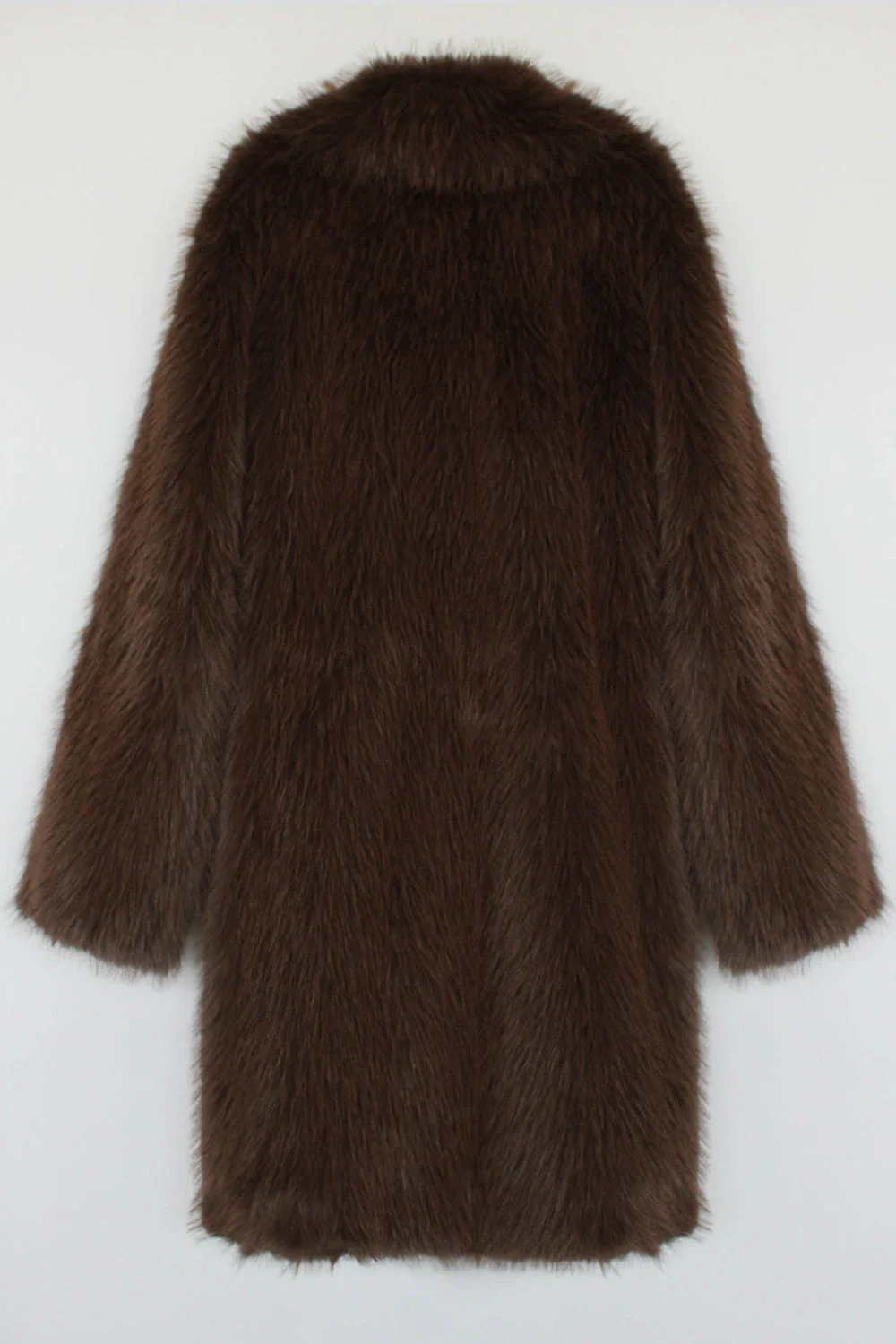 Royal Blue Notched lapel Solid Faux Fur Women Coat - Image 9