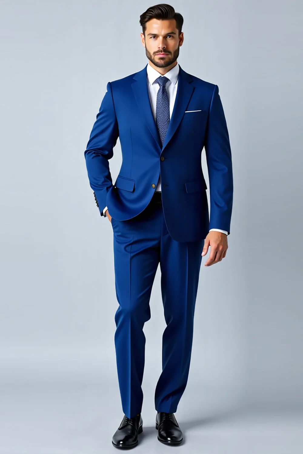 Royal Blue Shawl Lapel Slim Fit 2 pieces Men's Suit - Image 3