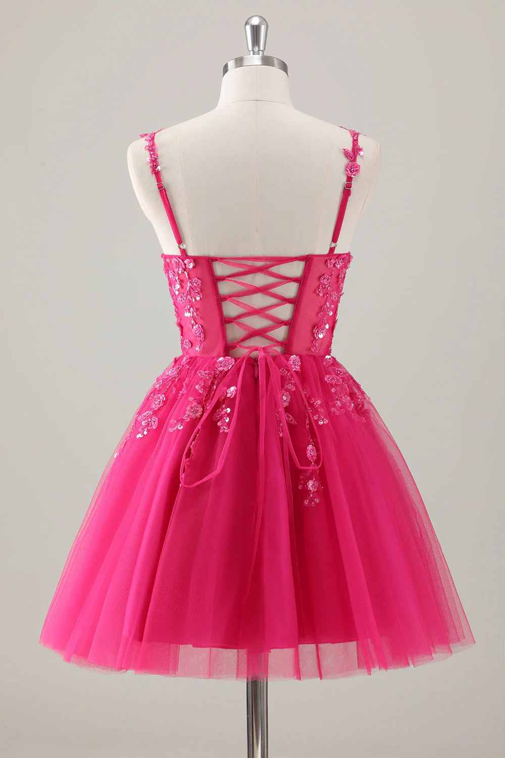 Royal Blue Spaghetti Straps Short Graduation Dress with Appliques - Image 8