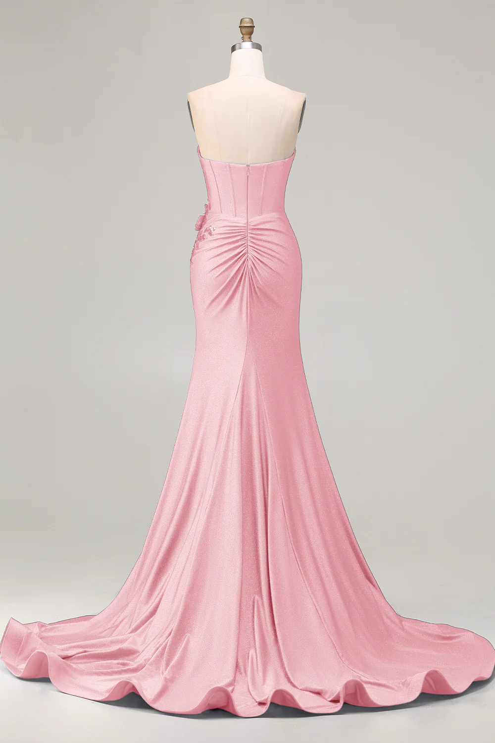 Royal Blue Strapless Mermaid 3D Flowers Beaded Long Prom Dress with Slit - Image 12