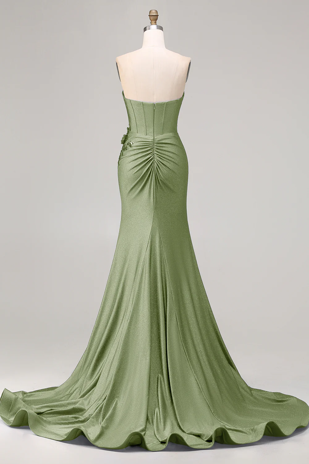 Royal Blue Strapless Mermaid 3D Flowers Beaded Long Prom Dress with Slit - Image 16