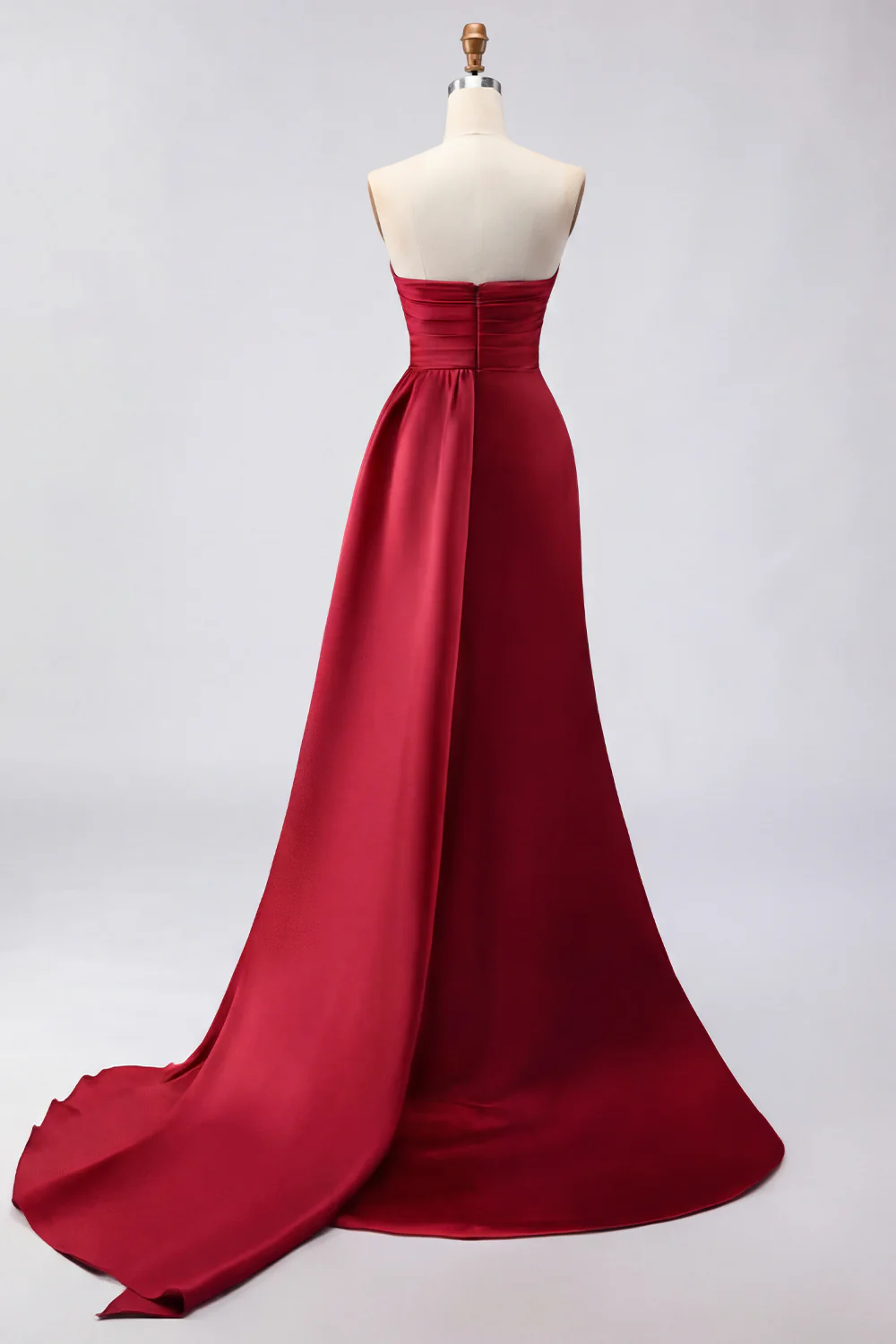 Royal Blue Strapless Mermaid Beaded Long Satin Prom Dress with Slit - Image 10