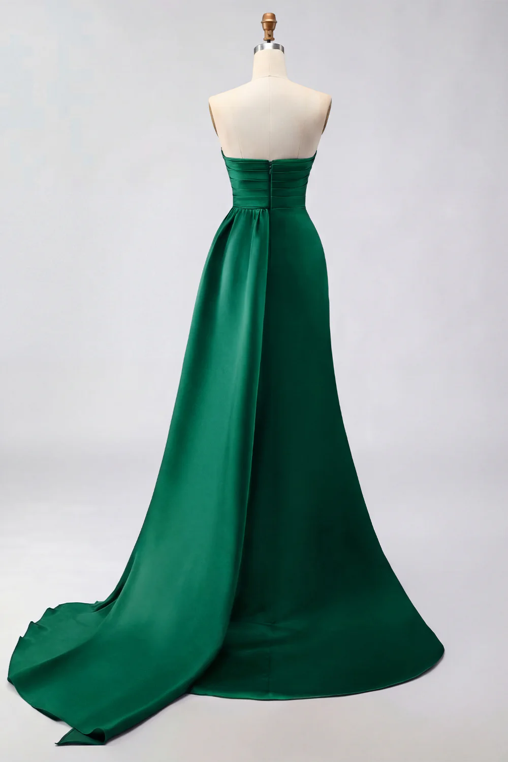 Royal Blue Strapless Mermaid Beaded Long Satin Prom Dress with Slit - Image 12