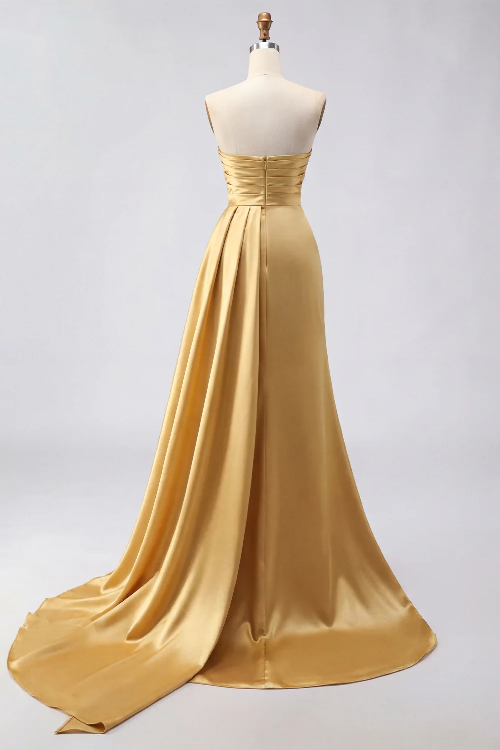 Royal Blue Strapless Mermaid Beaded Long Satin Prom Dress with Slit - Image 14