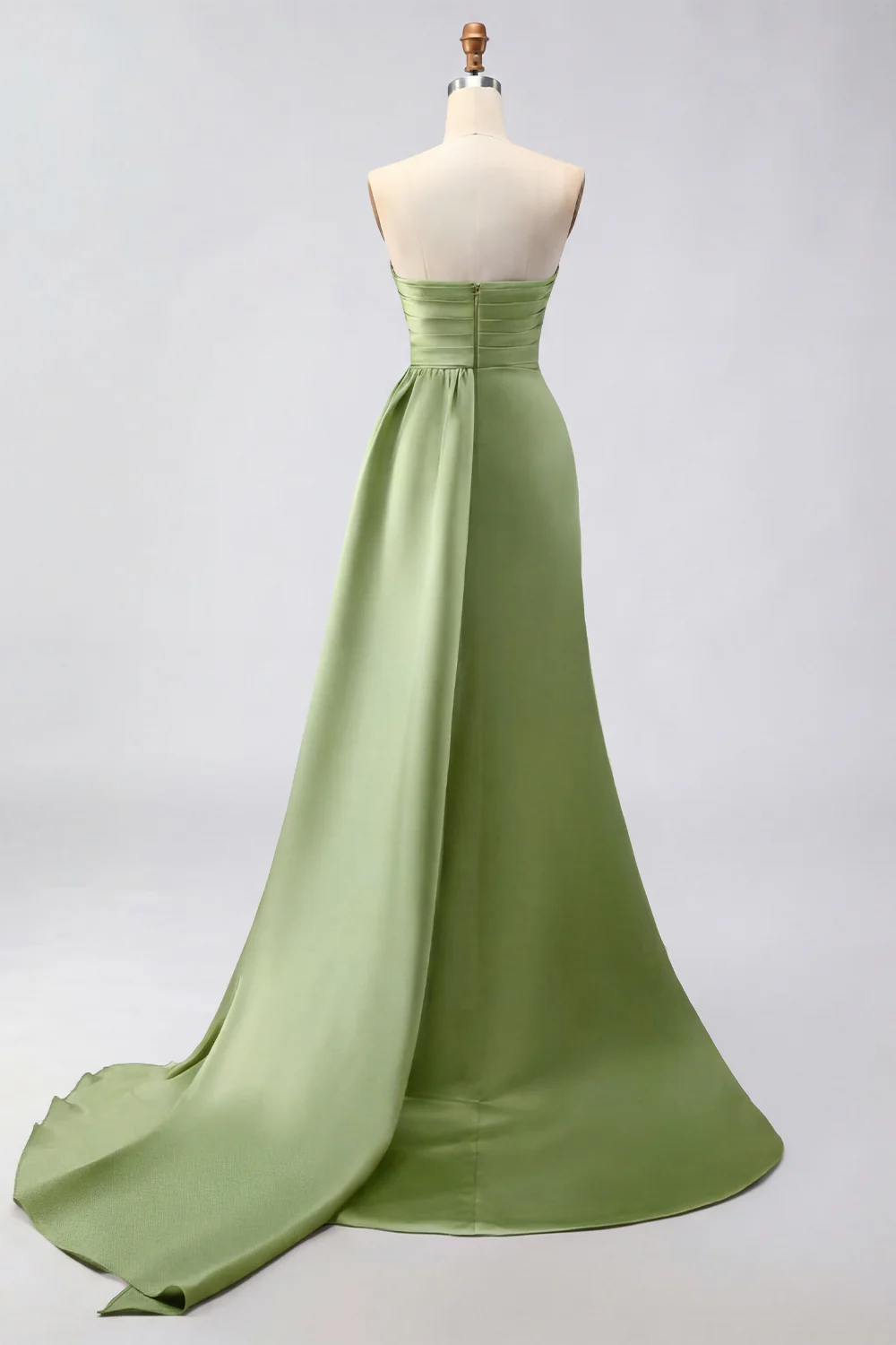Royal Blue Strapless Mermaid Beaded Long Satin Prom Dress with Slit - Image 16