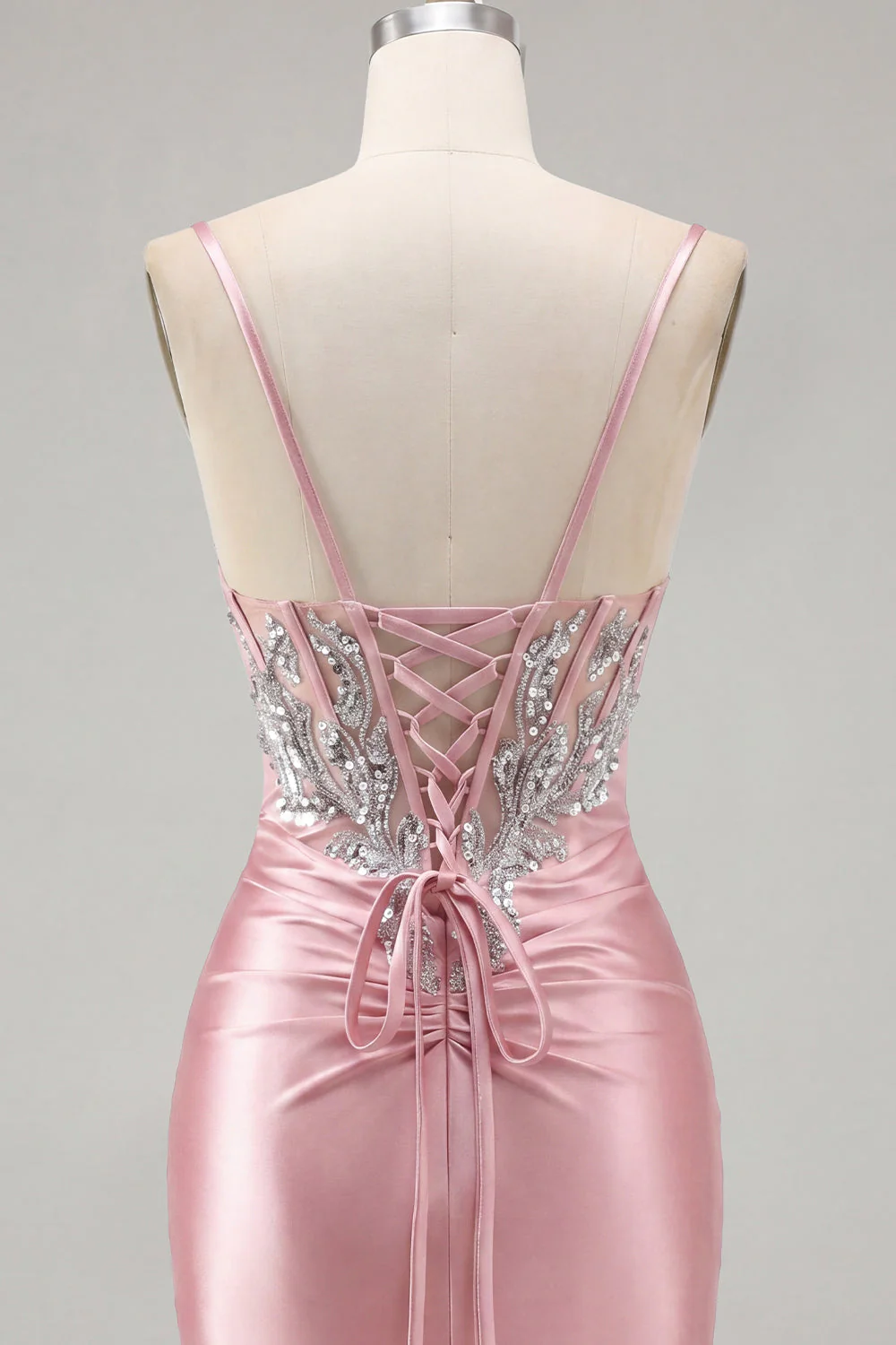 Blush Bodycon Corset Ruched Cocktail Dress with Rhinestones - Image 7