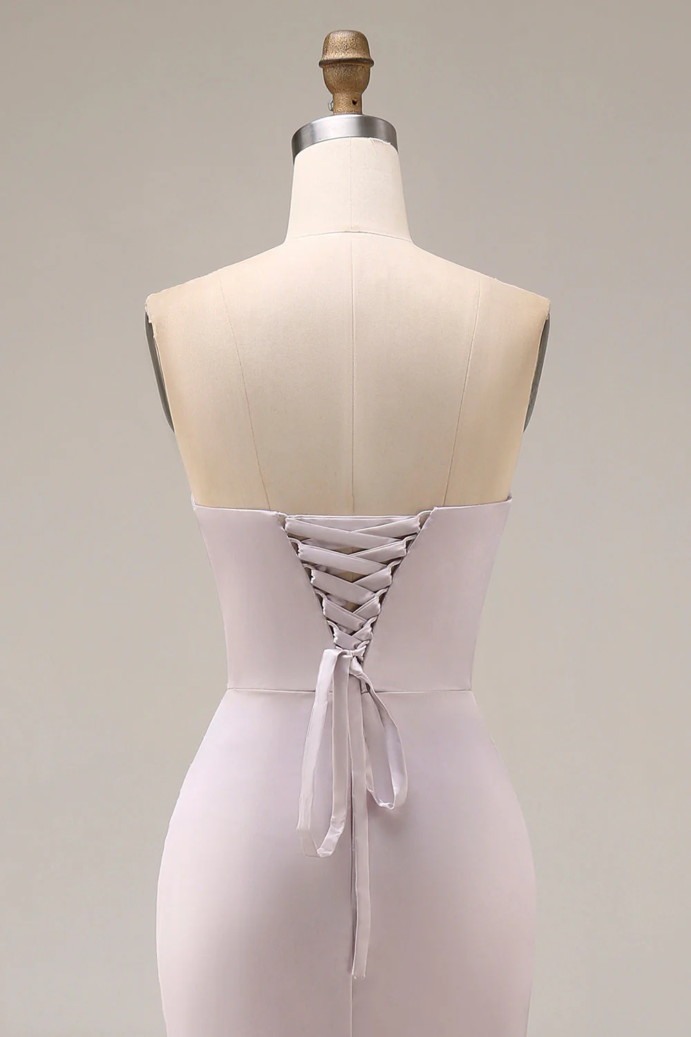 Light Purple Mermaid Sweetheart Ruched Long Prom Dress with Slit - Image 5
