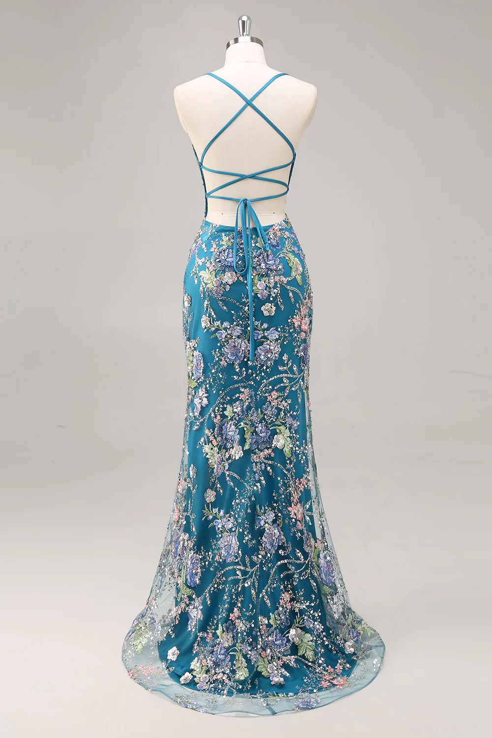 Sparkly Sequins Mermaid Spaghetti Straps Black Prom Dress with Appliques - Image 28