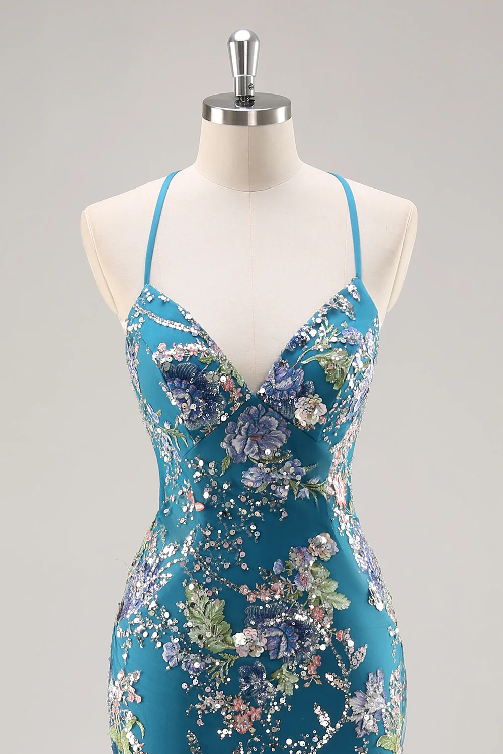 Sparkly Sequins Mermaid Spaghetti Straps Black Prom Dress with Appliques - Image 30