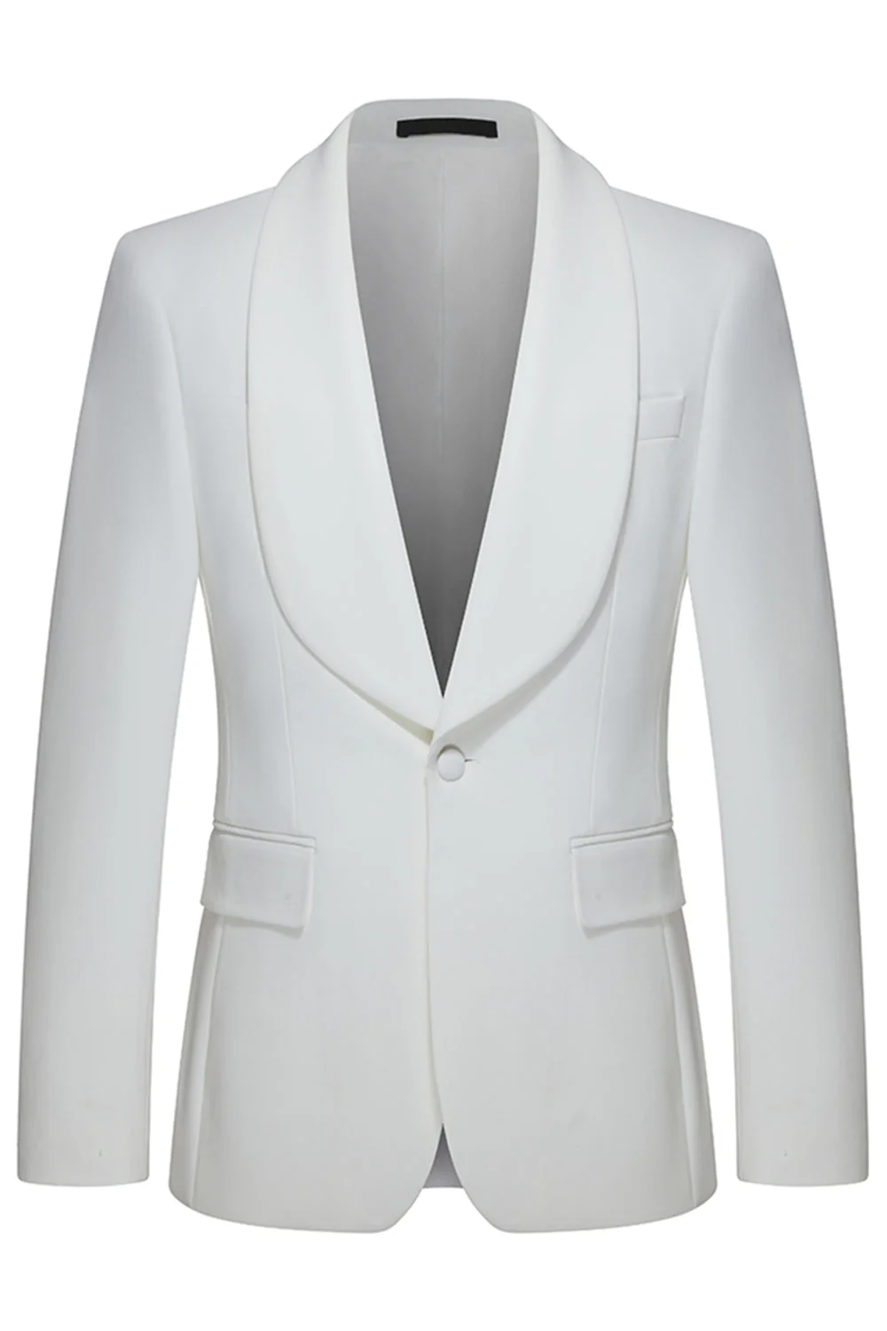 Shawl Lapel 3 Piece One Button White Men's Wedding Suits - Image 2